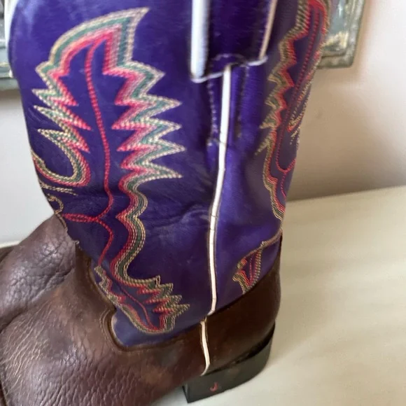 Justin Boots Purple and Brown Women's Cowboy Boots - Picture 6 of 16